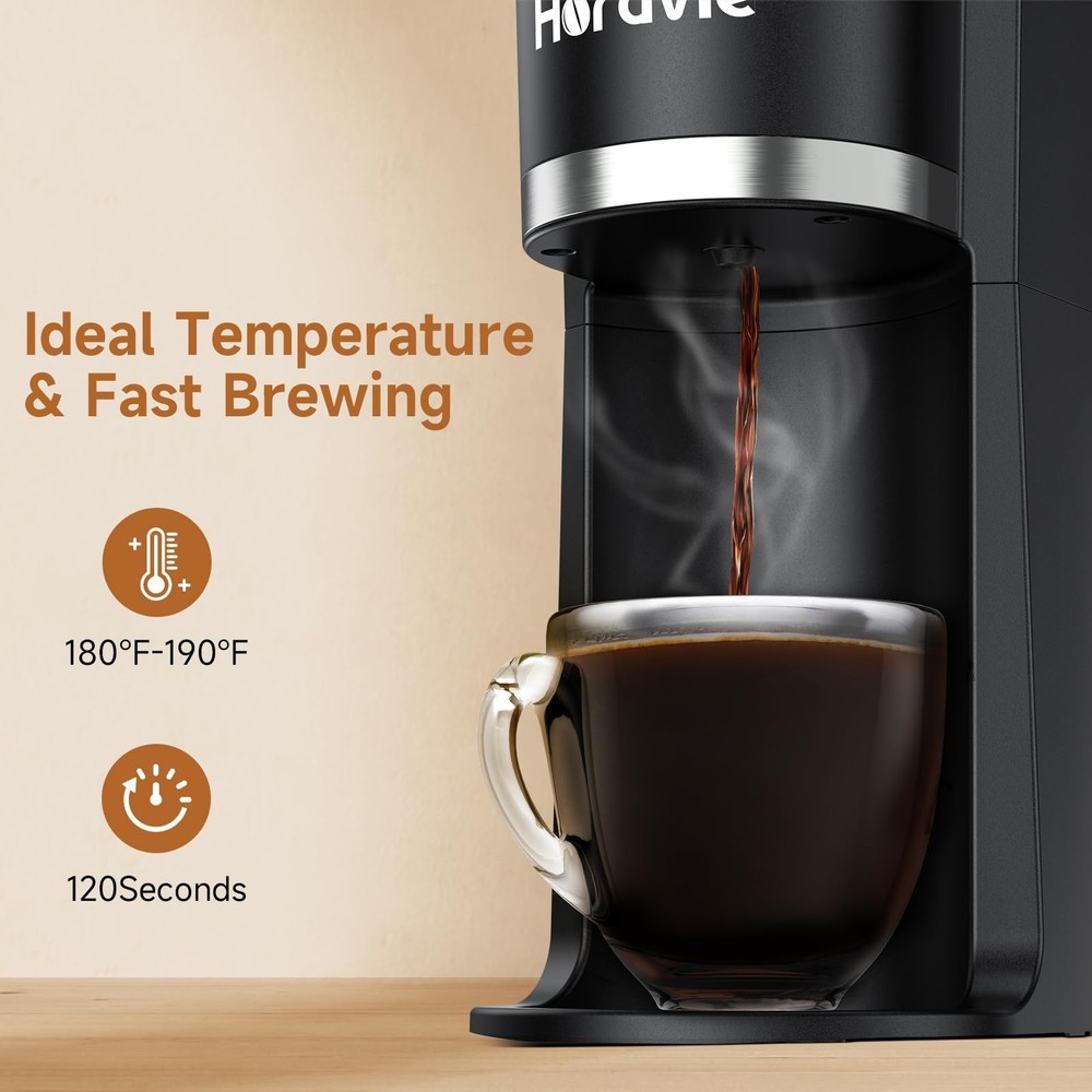 Small Single Serve Coffee Maker, Fast Brew One Cup Coffee Machine for K Cup a...