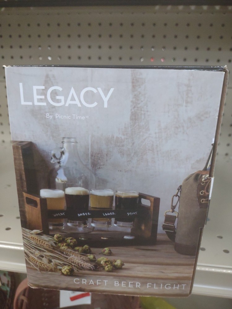 Legacy Wood Craft Beer Flight Beverage Sampler Modern w/Shot Glass Light Brown