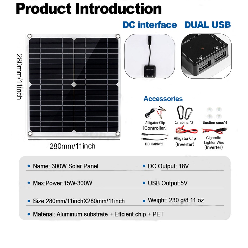 6000W Solar Panel Set Solar Power Inverter Generator 100A Home 110V Grid System