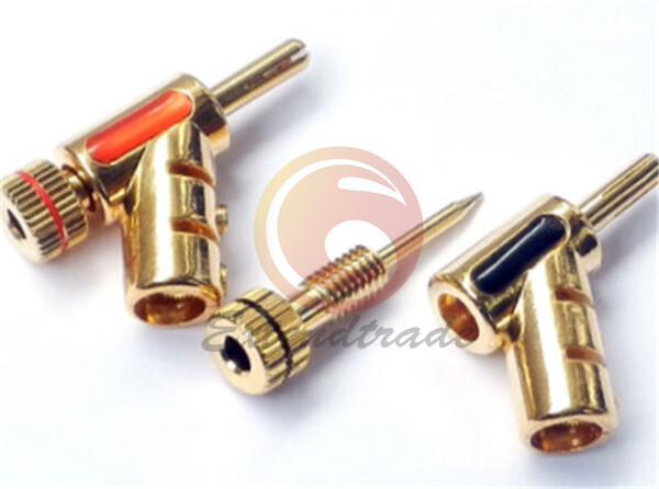 2pcs new Gold Screw Locking Speaker Cable Banana Connector Plug