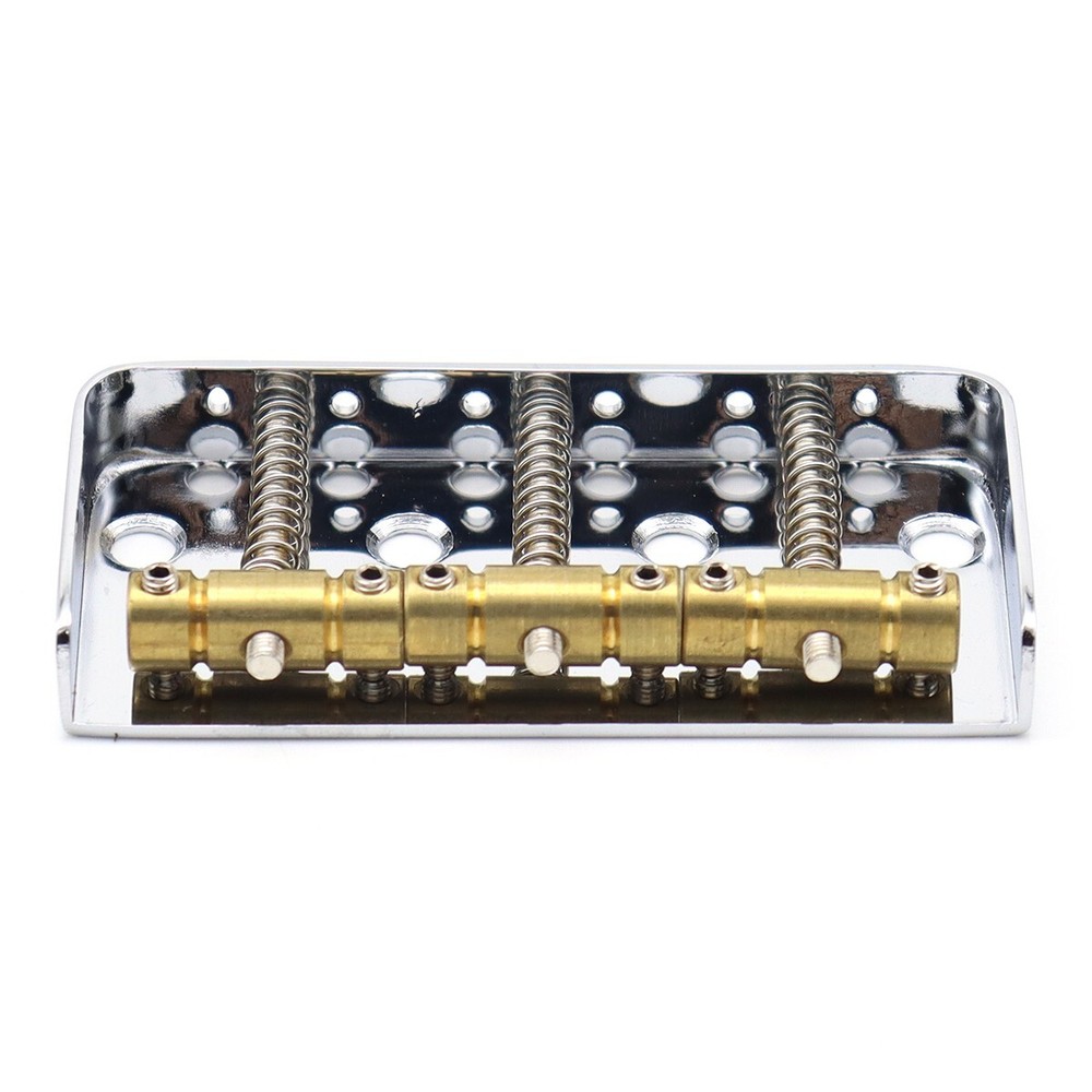 Fixed Short Bridge Brass Compensated 3-Saddle for Tele Electric Guitar Silver