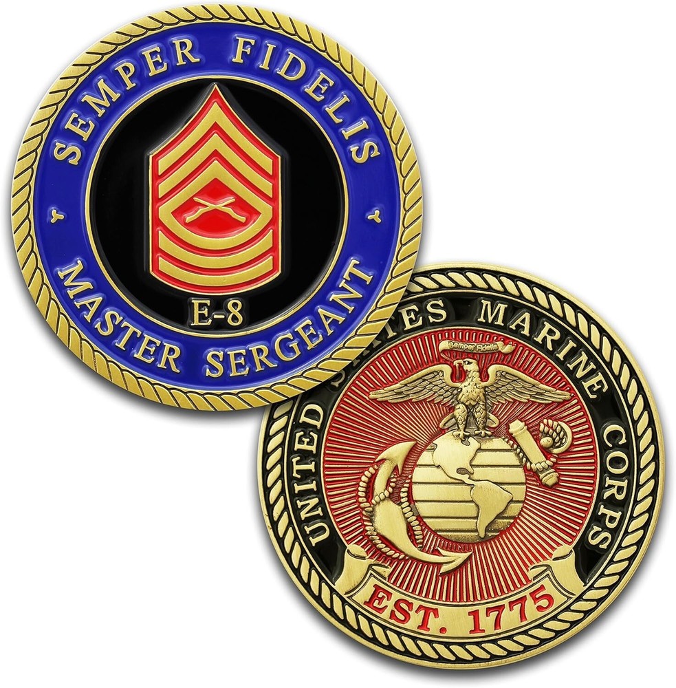 Challenge Coin: MARINE CORPS Rank E-8 Master Sergeant (Ships from CO, USA)