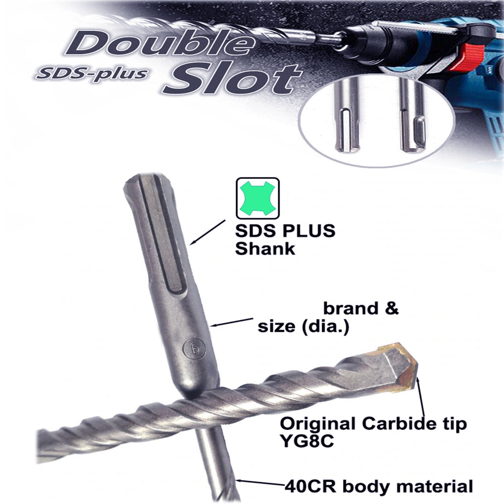 1/2"X8" SDS Plus Rotary Hammer Drill Bit Set Carbide Tip Masonry Concrete-3Pcs