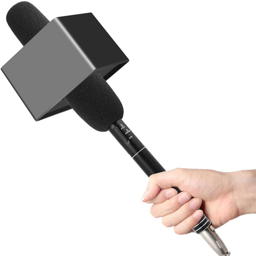 Onwon 2 Pieces Portable Square Cube Shaped Interview Mic Microphone Flag Station