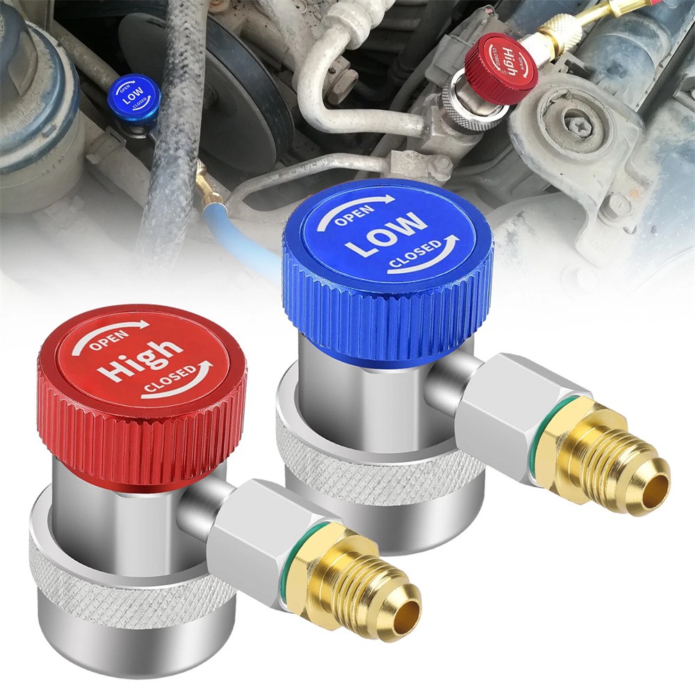 For adjustable car high low pressure R134A quick connect adapter with 2 flares