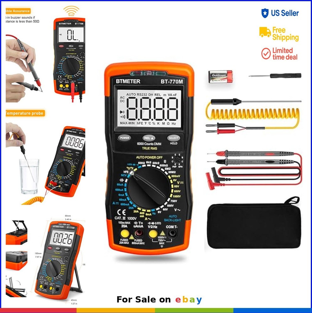 Digital Multimeter 6000 Count TRMS Auto Ranging AC DC Volt Amp Ohm Capacitance T