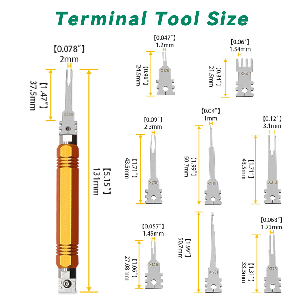 8PCS Electrical Pin Removal Tool Kit Tip Replacement Terminal Removal Tool Set