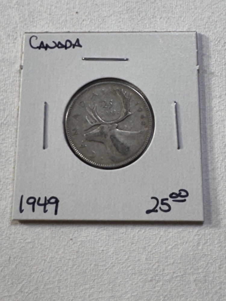 1949 Canada 25 Cents Silver Coin