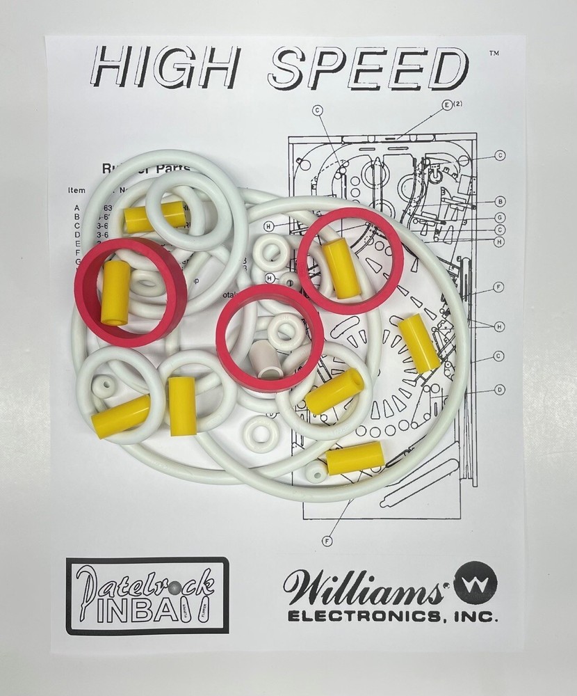 1986 Williams High Speed Pinball Machine Rubber Ring Kit
