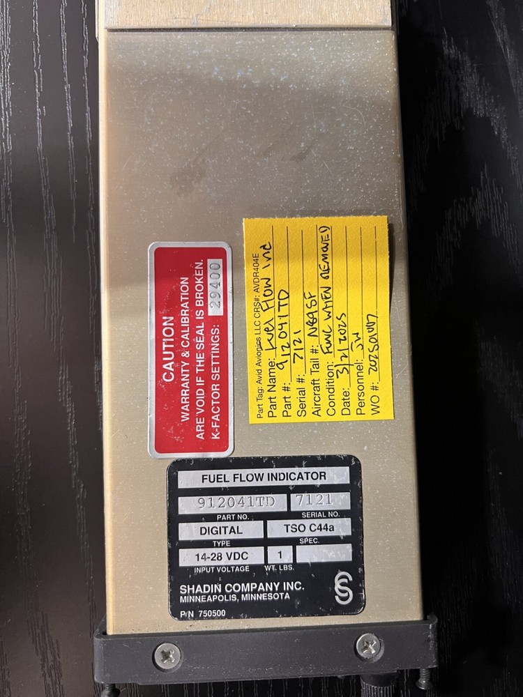 SHADIN FUEL FLOW INDICATOR P/N: 912041TD