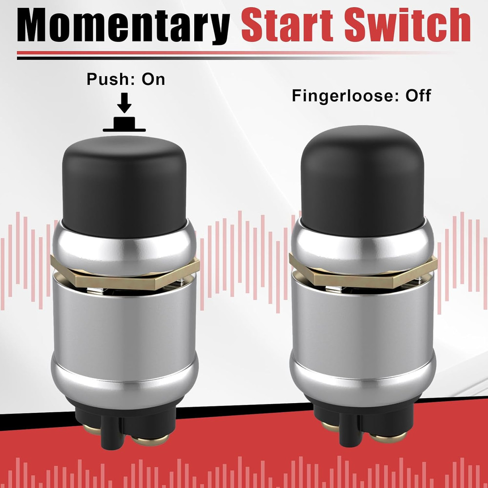 Push Button Starter Switch 12V 50A, Waterproof Momentary Start Switch for Car E