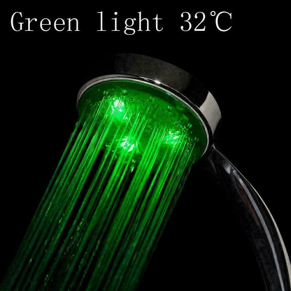 3 Color LED Auto Changing Fixed Shower Head Temperature Sensor Bath Sprinkler