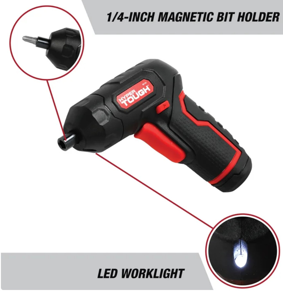Hyper Tough 4-Volt Max Lithium-Ion Angle Grip Screwdriver with Charger