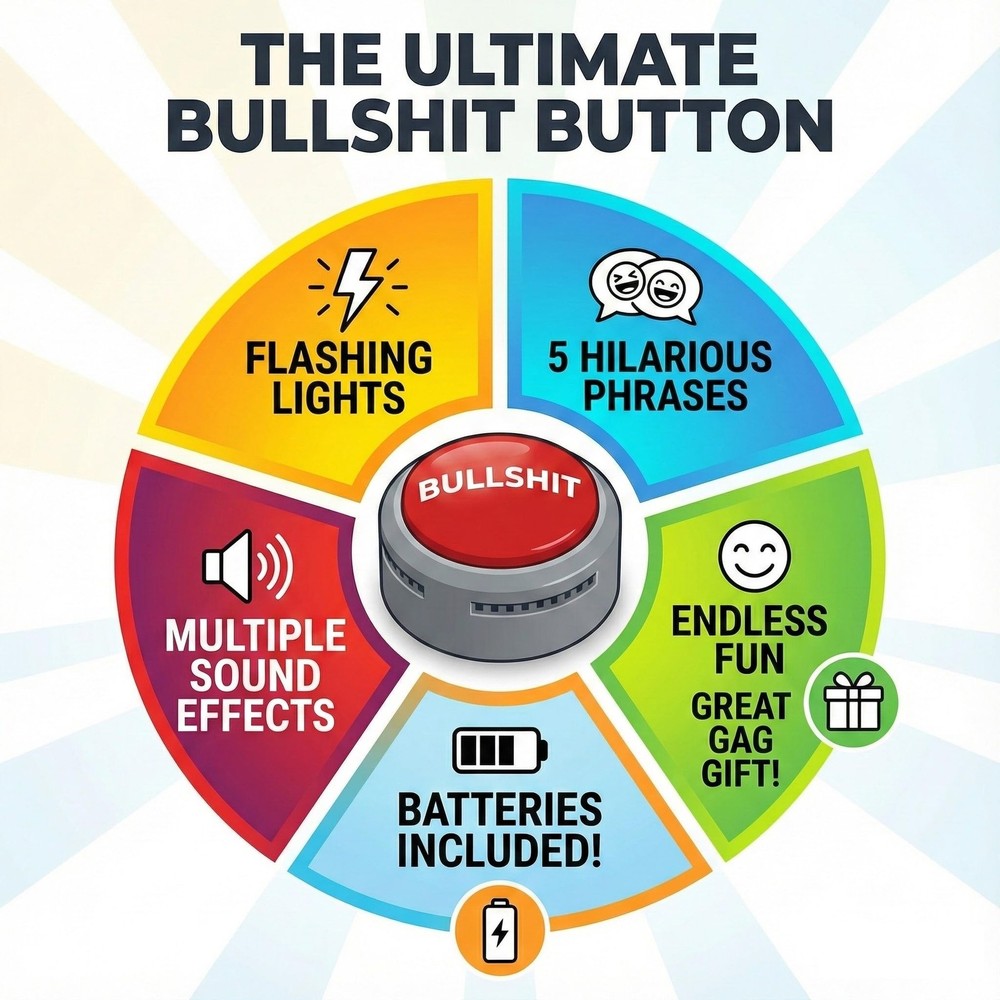 Bullshit Button – The Official Hilarious BS Button with Sound Effects & Flash...