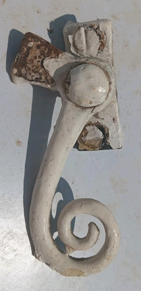 Vintage Old Antique Metal Olde Victorian Window Handle Security monkey tail latc