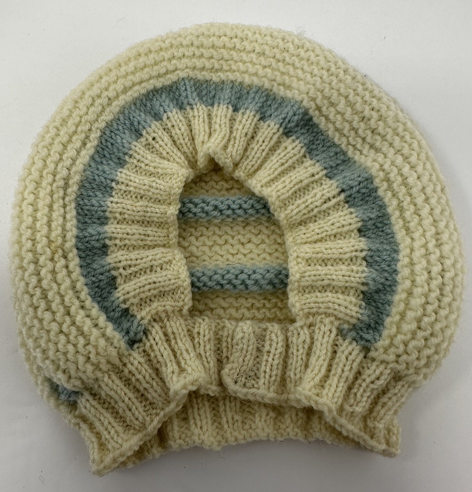 Vintage Blue & White Knit Doll Hat