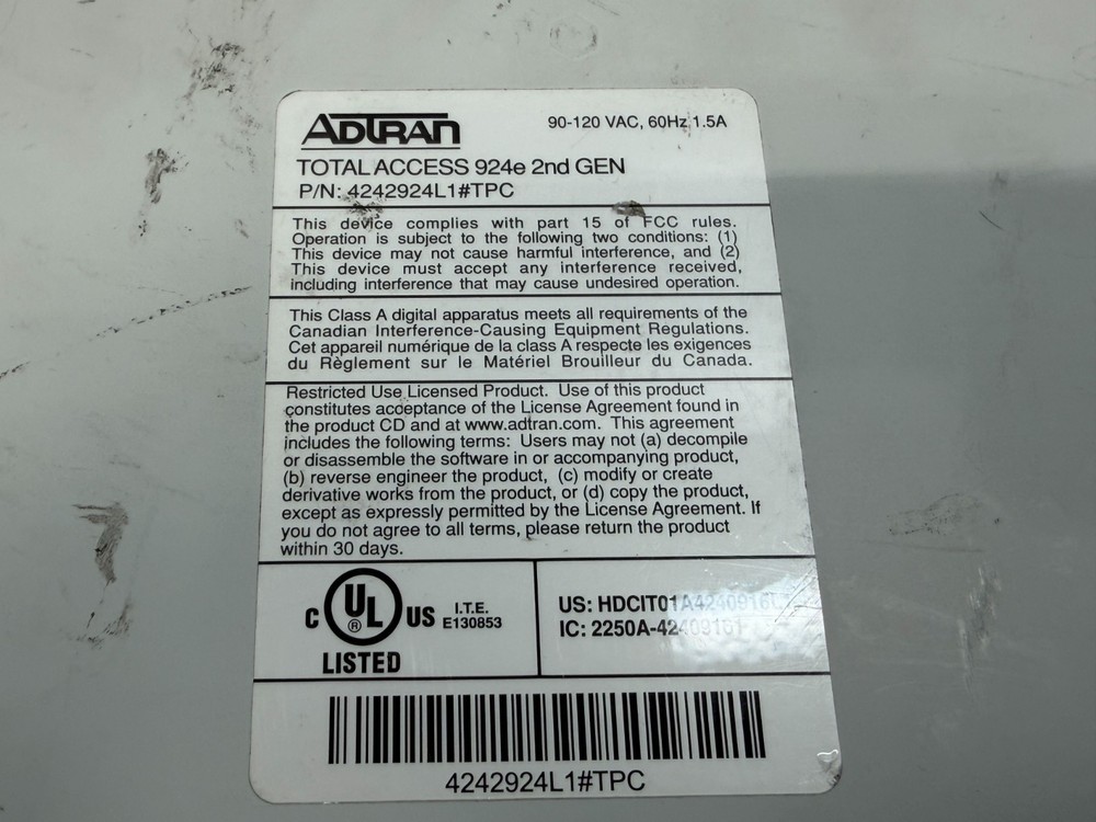 Adtran Total Access 924 2nd GEN 4242924L1
