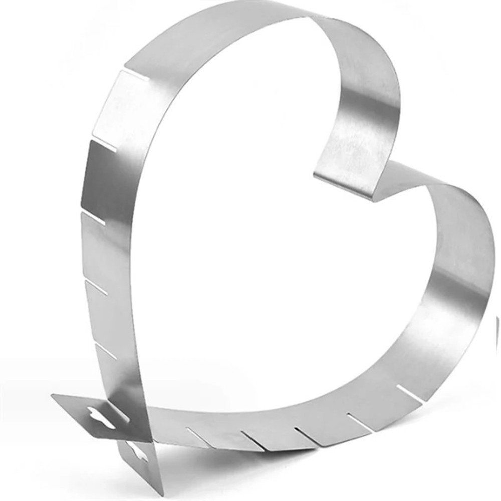 Heart Shaped Mousse Ring Set 6 Adjustable Stainless Steel Baking Tools