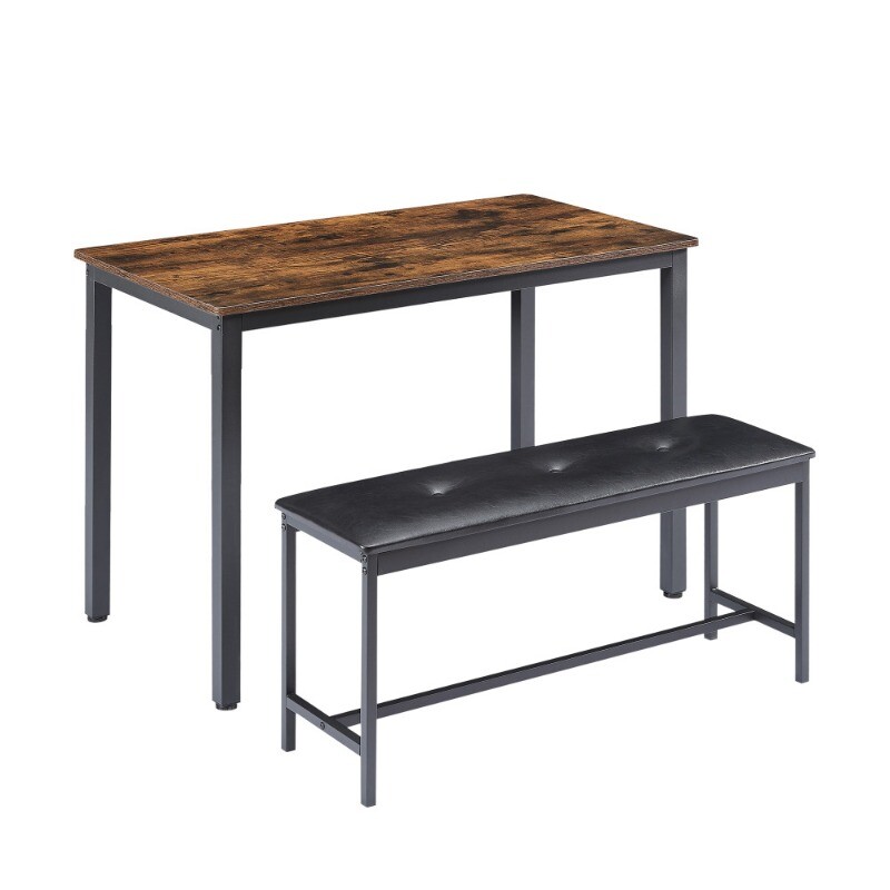 Dining Table Set Barstool Dining Table with 2 PU Upholstered Benches for Kitchen