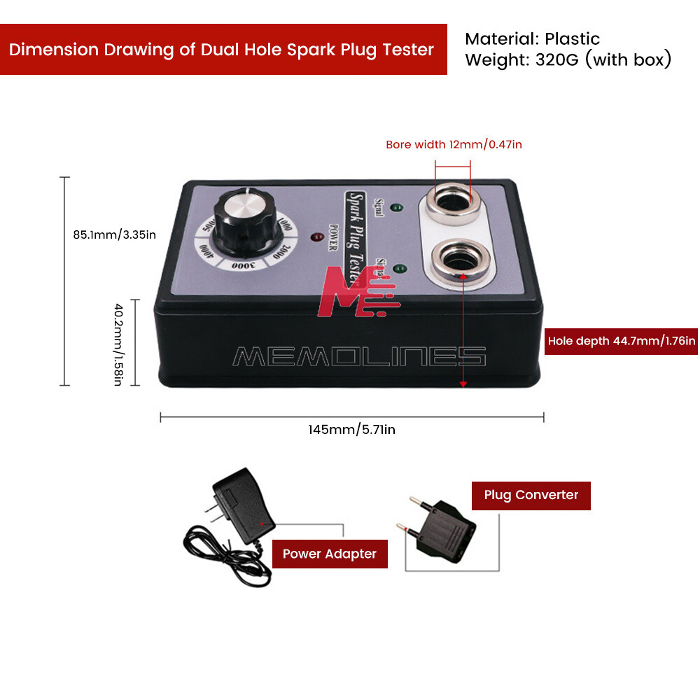 Dual Hole 12V Car Spark Plug Tester Ignition Plug Analyzer Diagnostic Detector