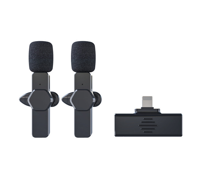 Perwin Wireless Lapel Lavalier Microphone Dual-head for iPhone Android Interview