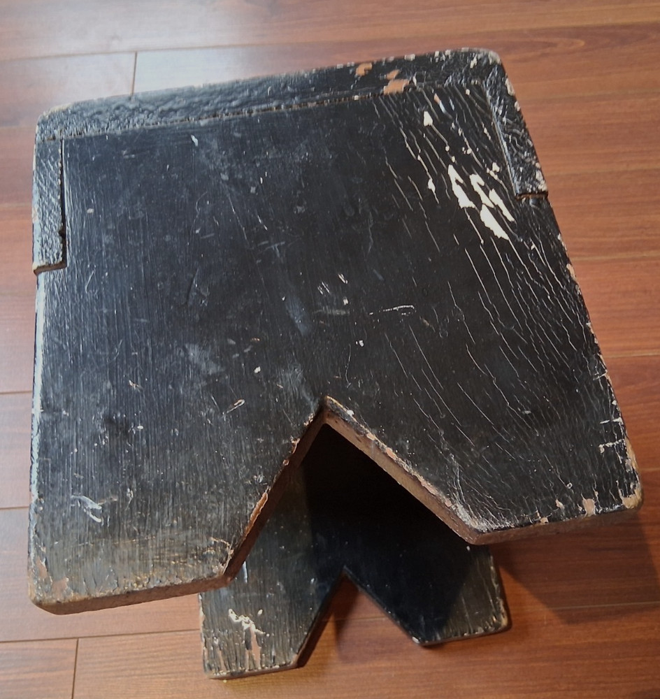 Vintage wooden step stool Black- Nice patina