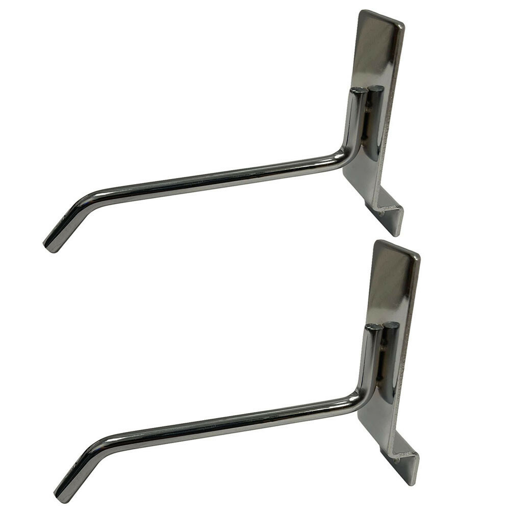4" Slatwall Hooks, Chrome, Hanger Display,Display Panel Hooks Wire Metal 2Pc Set