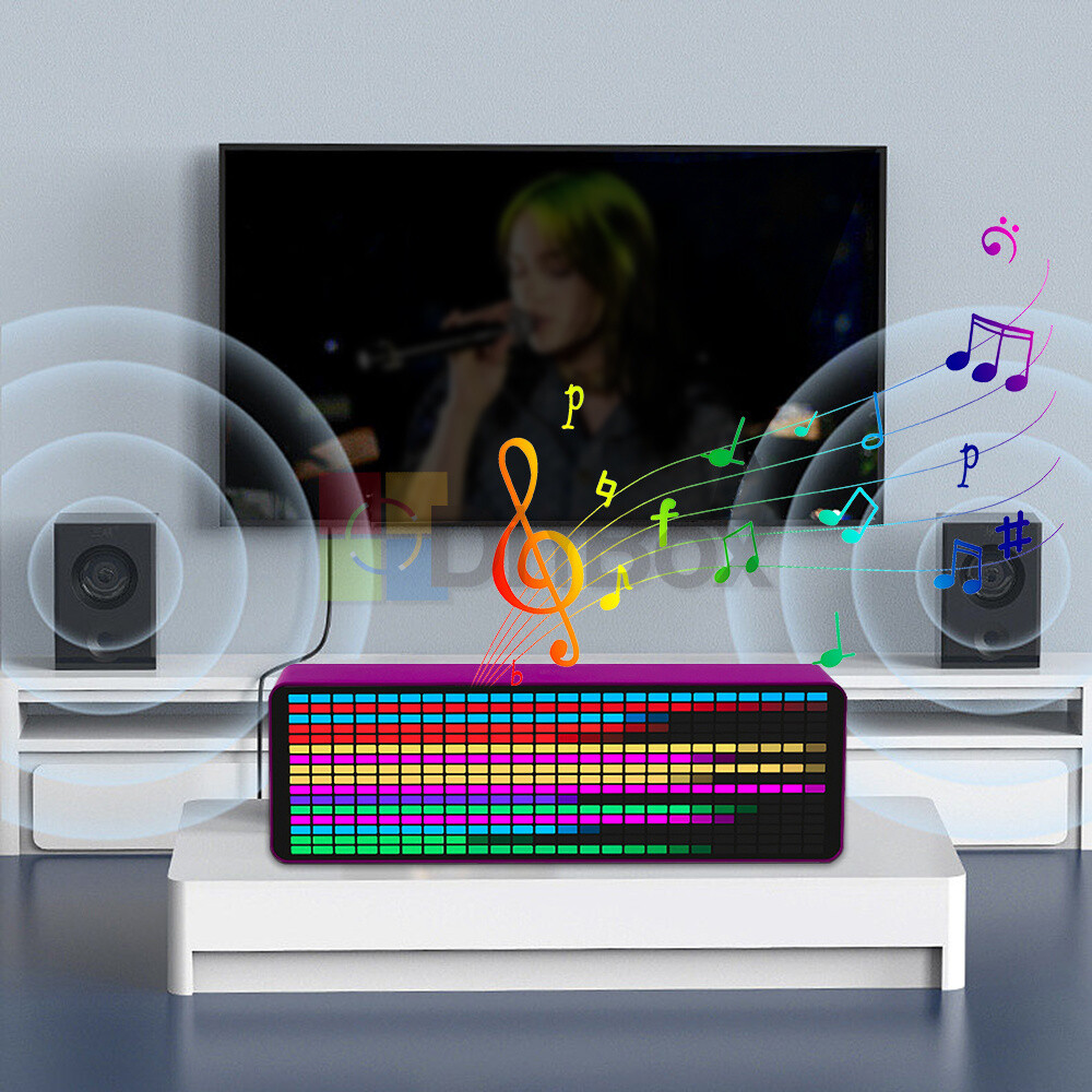 MIC+CABLE Sound Level Meter Clock LED Audio Display Music Spectrum Visualizer