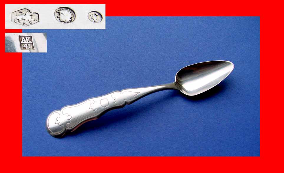 Rare Set, 6 Spoons, around 1865, 833 Silver B152