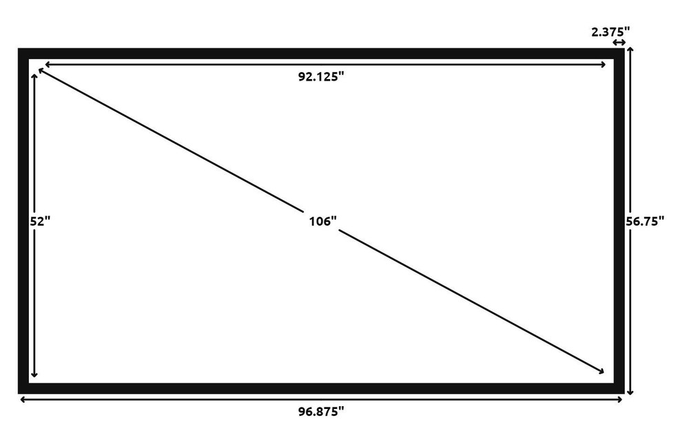STR-169106-S Silver Ticket 106" Fixed Projection Screen Silver Material 16:9