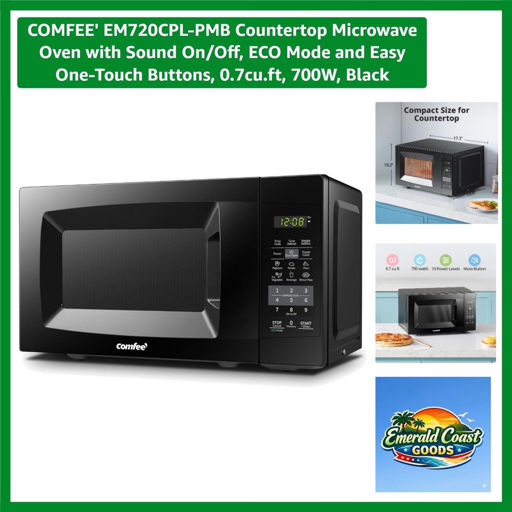 Compact Countertop Microwave with One-Touch Buttons and Mute Function - 700W