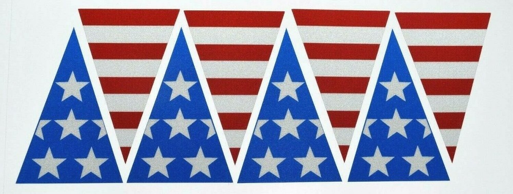 8 piece FULLY Reflective Fire Helmet American Flag Decal Triangles