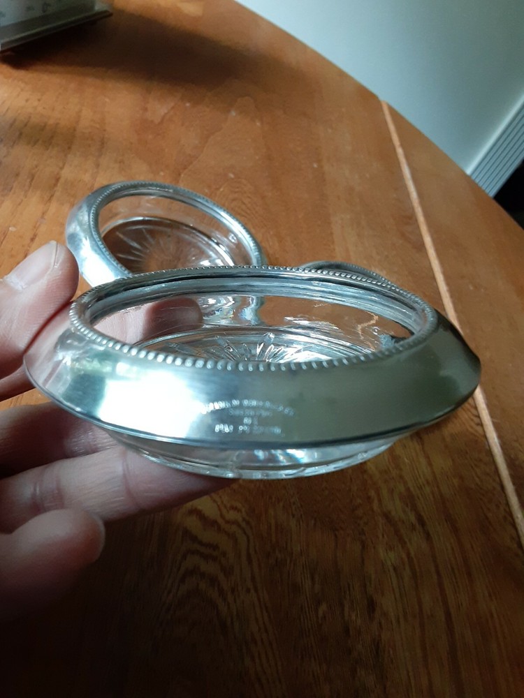 3 Vtg Whiting & Davis Sterling Glass Coasters Lot