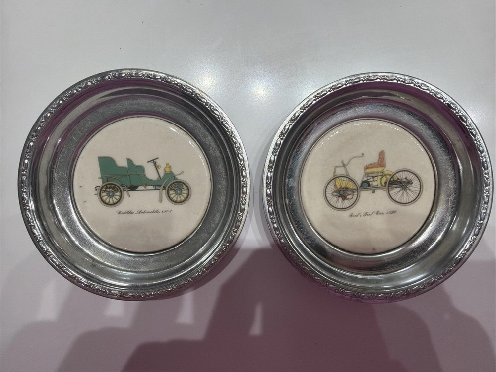2 VINTAGE ANTIQUE AUTO COASTERS