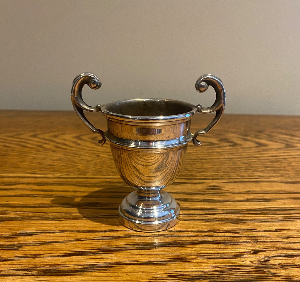 ANTIQUE QUALITY SILVER PLATE MINIATURE TROPHY