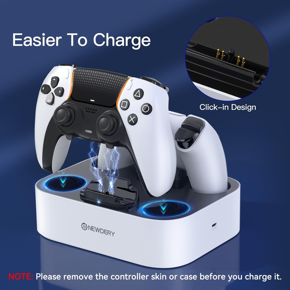 Dual Charging Station for PS5 Controller, Fast Charging Dock Stand with Cable