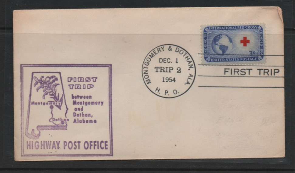 1954 Montgomery & Dothan Highway Post Office HPO Trip 2