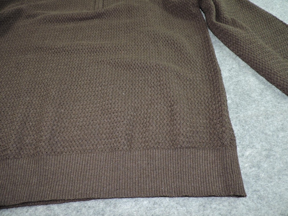 Nickel & Iron Mens Medium Dark Chocolate Textured Pullover 1/4 Zip Jumper