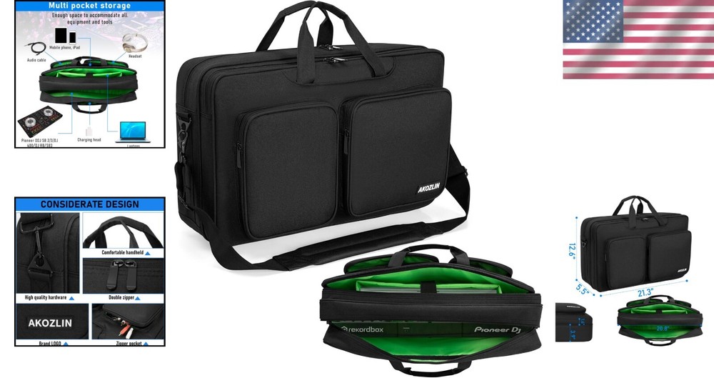 Compact Water-Resistant DJ Controller Carry Case with Pockets for Accessories