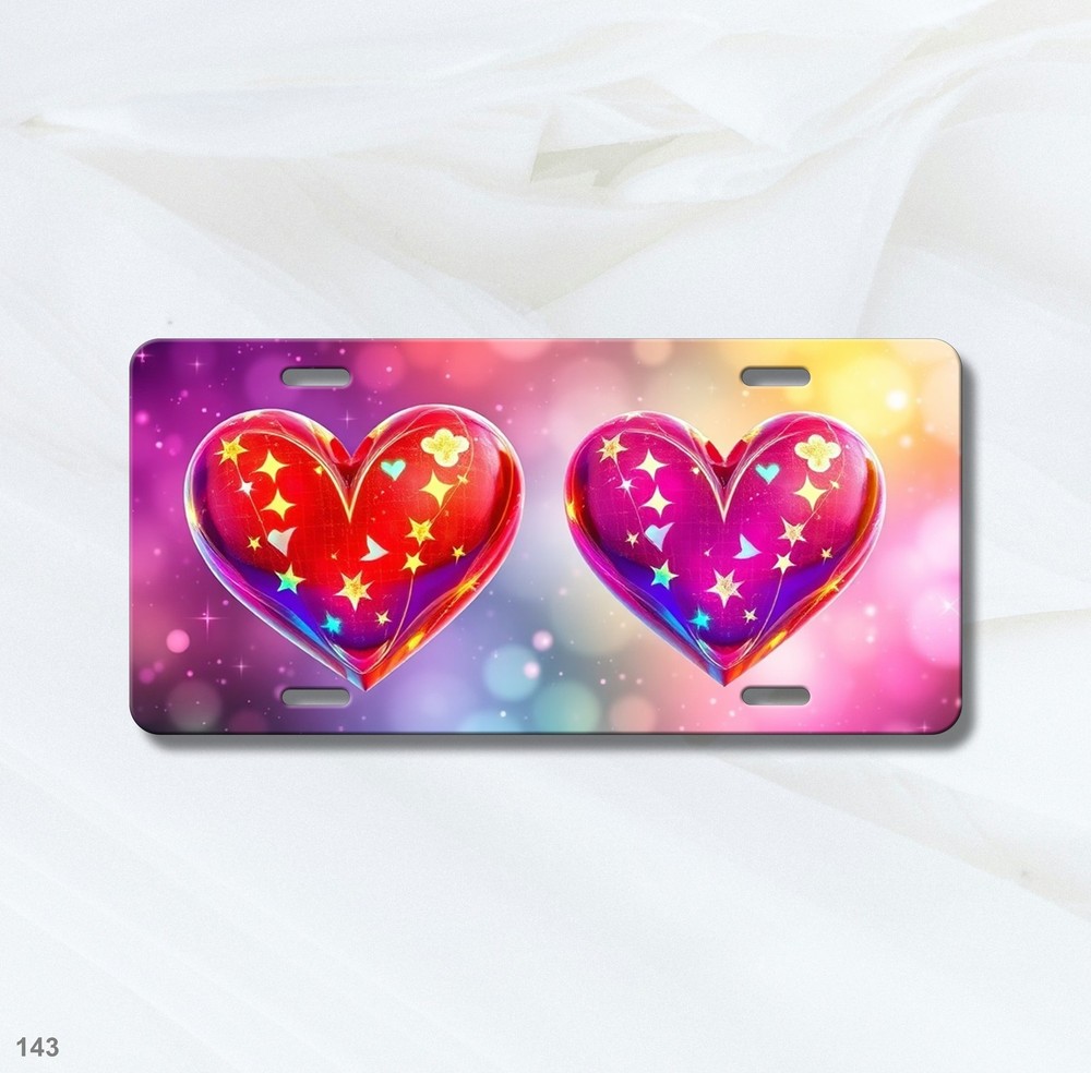 Bold Hearts License Plate Your Text Front Plate Holiday Gift