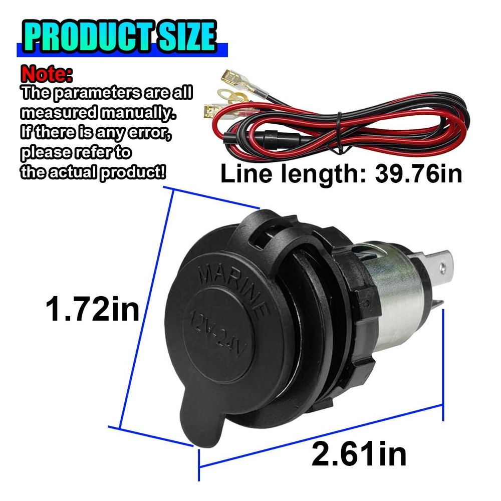 Cigarette Lighter Socket, DC 12V Car Power Outlet Socket Replacement, 1PC
