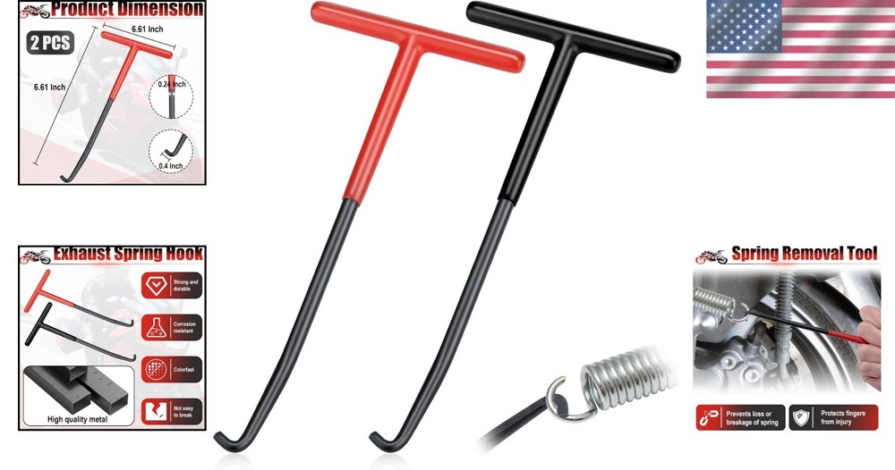 2 PCS Exhaust Spring Puller Tool, Motorcycle Exhaust Spring Hook, T Shaped Handl