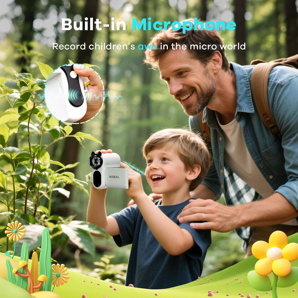 HP60 IPS Microscope for Kids: [Auto On & Off] [3-in-1] 2" Portable Handheld M...