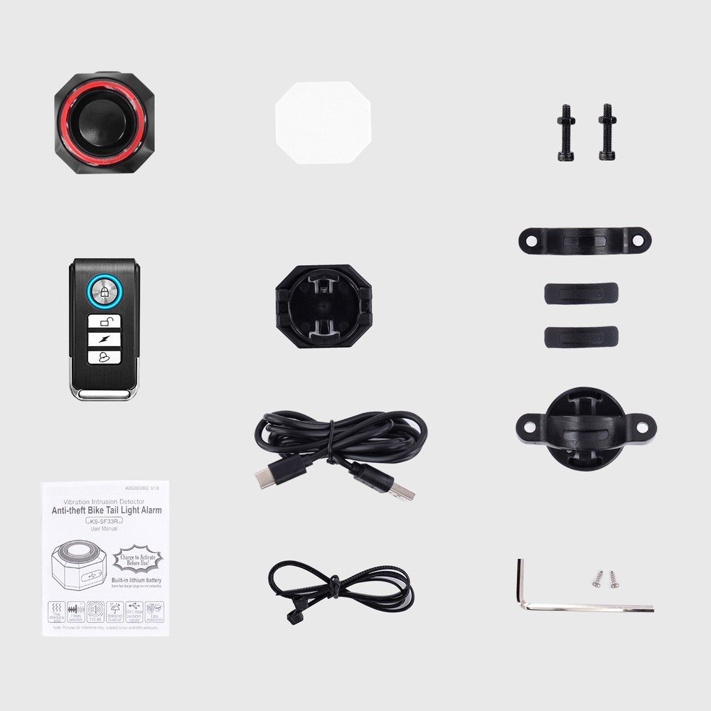 Electrical Moped Alarm System Cycling Tail Light Sensitivity Volume Adjustable