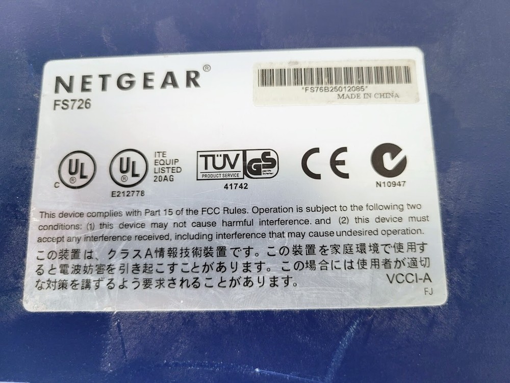 Netgear 26-port 10/100 Mbps Modular Switch FS726