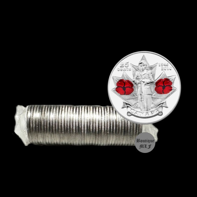 Canada 2010  Remembrance day coloured 25¢ cent  MINT  from  roll