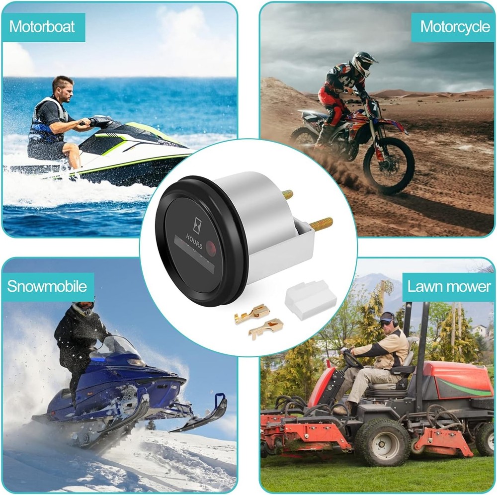Quartz Hour Meter 12-36V DC AC, Boat Meter, 12 Volt Round...