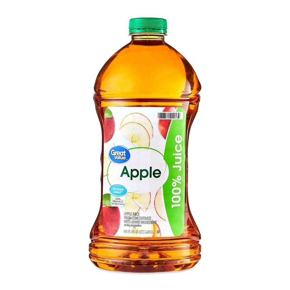 (2 pack) Great Value 100% Apple Juice, 96 fl oz,