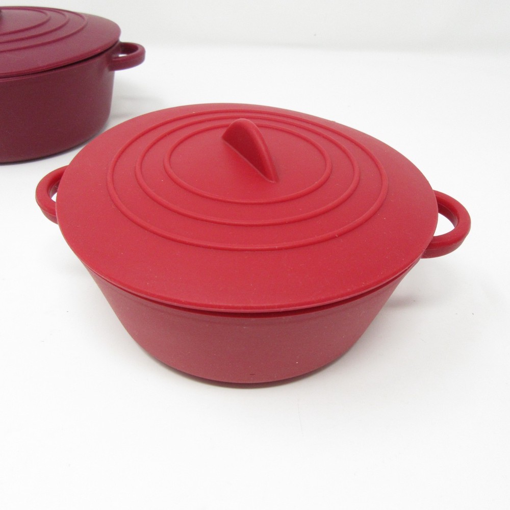 MarkCharles Misilli Silicone Nesting Round Pots Cookware Bakeware Red NEW