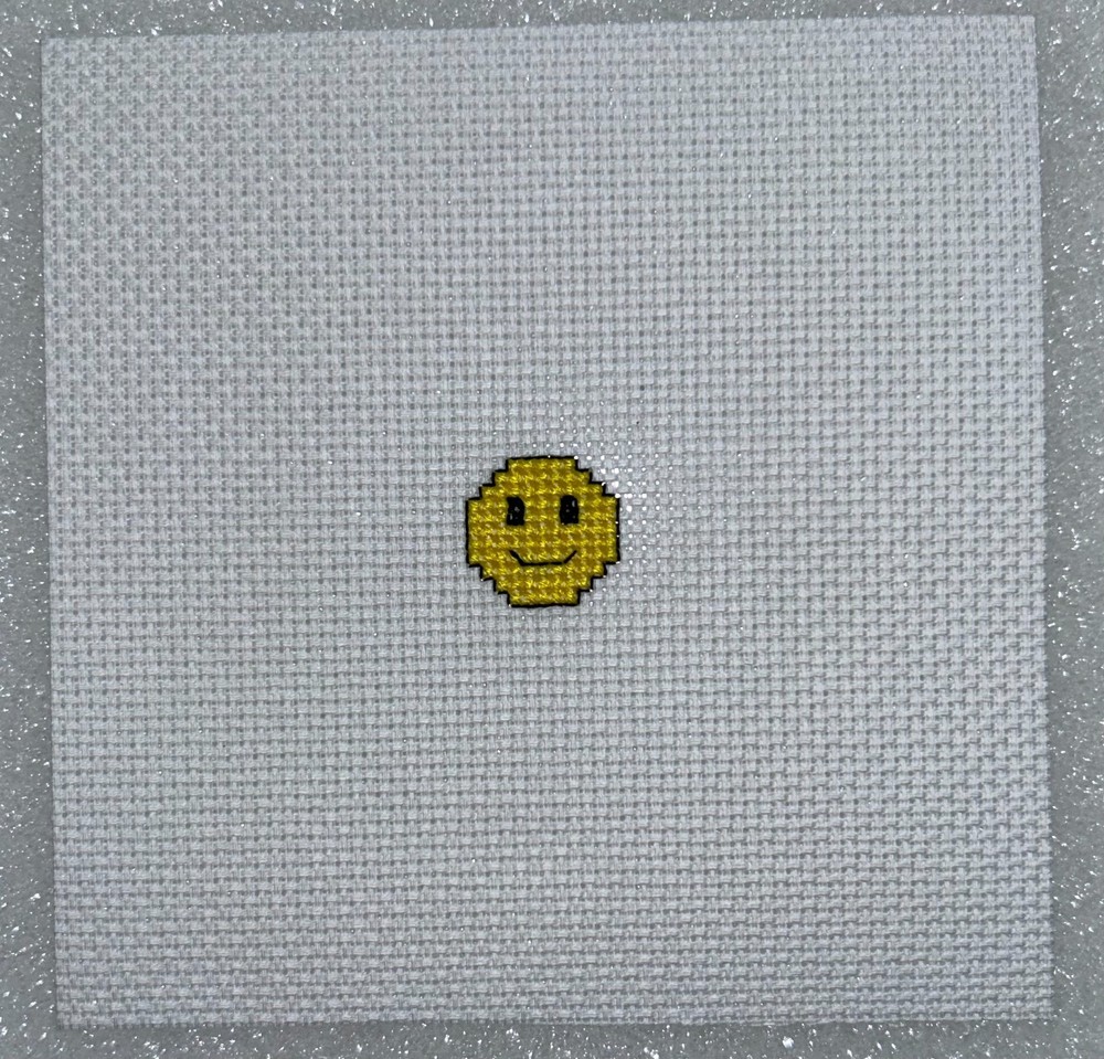 Smiley Face  -  Completed Counted Cross Stitch Panel